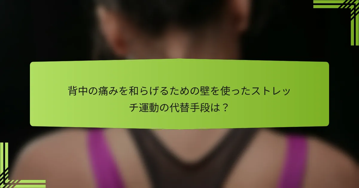 背中の痛みを和らげるための壁を使ったストレッチ運動の代替手段は？