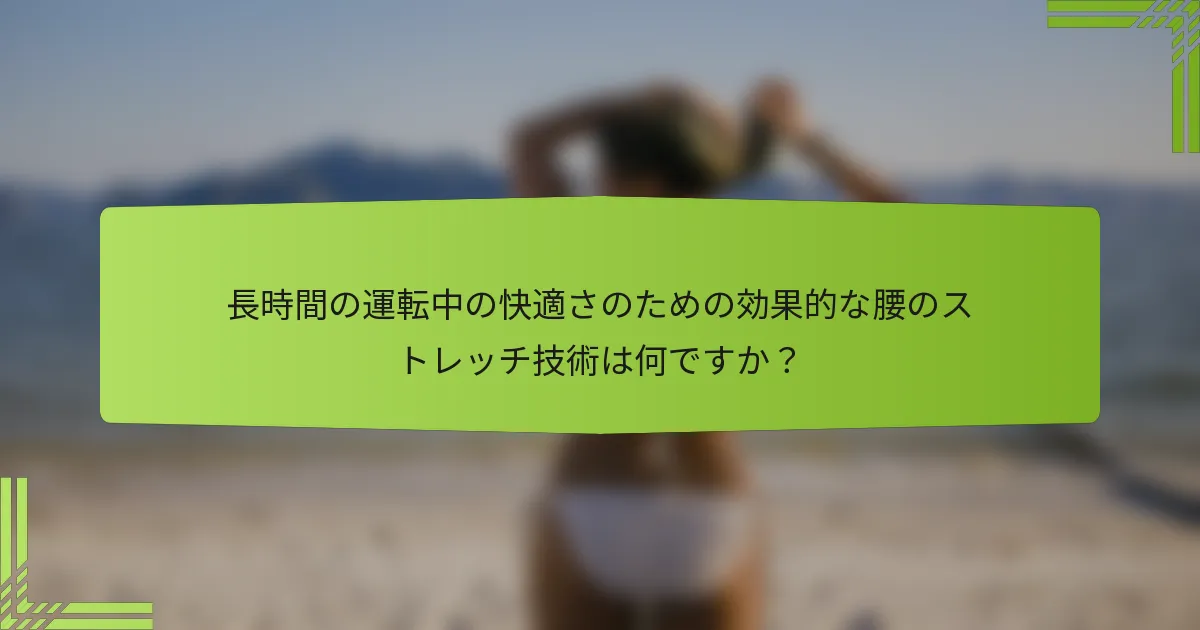 長時間の運転中の快適さのための効果的な腰のストレッチ技術は何ですか？