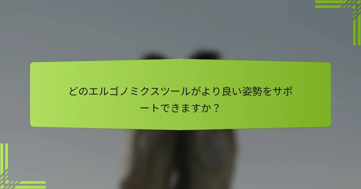 どのエルゴノミクスツールがより良い姿勢をサポートできますか？