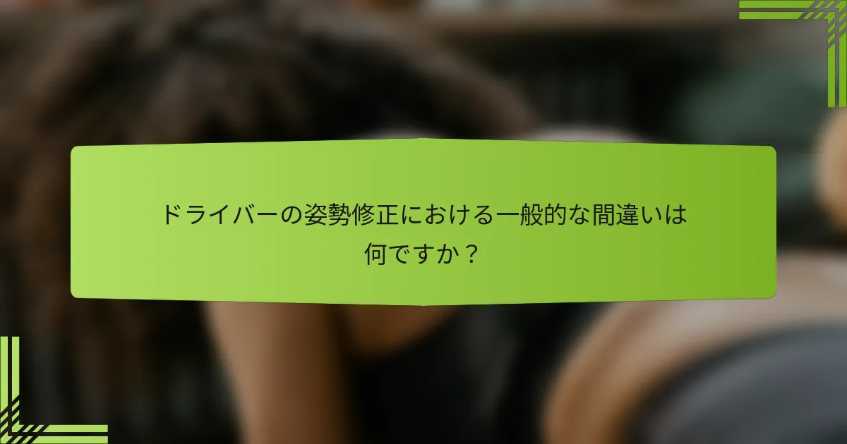 ドライバーの姿勢修正における一般的な間違いは何ですか？