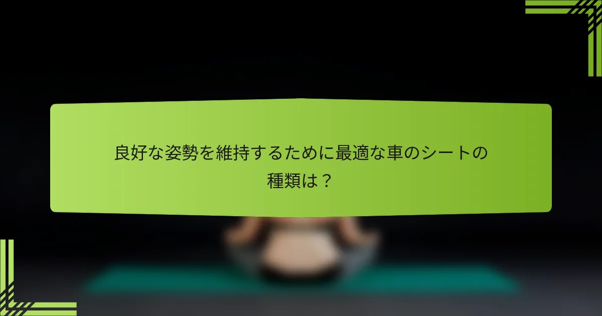 良好な姿勢を維持するために最適な車のシートの種類は？