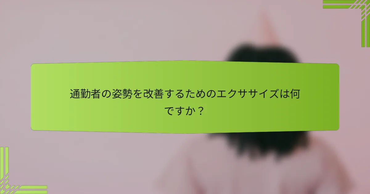 通勤者の姿勢を改善するためのエクササイズは何ですか？