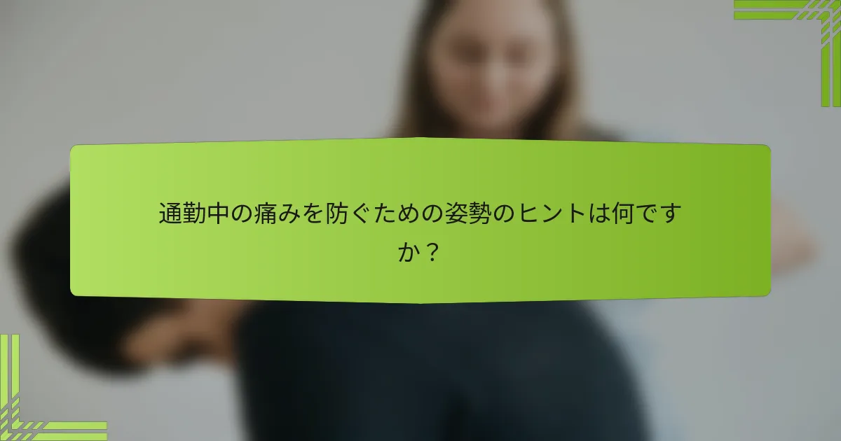 通勤中の痛みを防ぐための姿勢のヒントは何ですか？