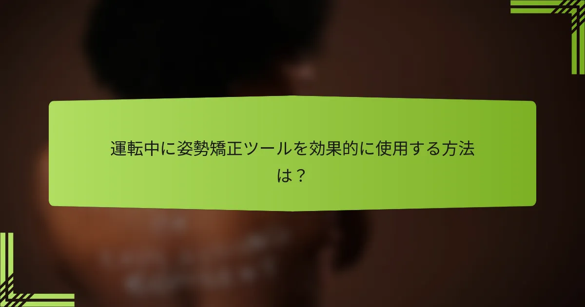 運転中に姿勢矯正ツールを効果的に使用する方法は？