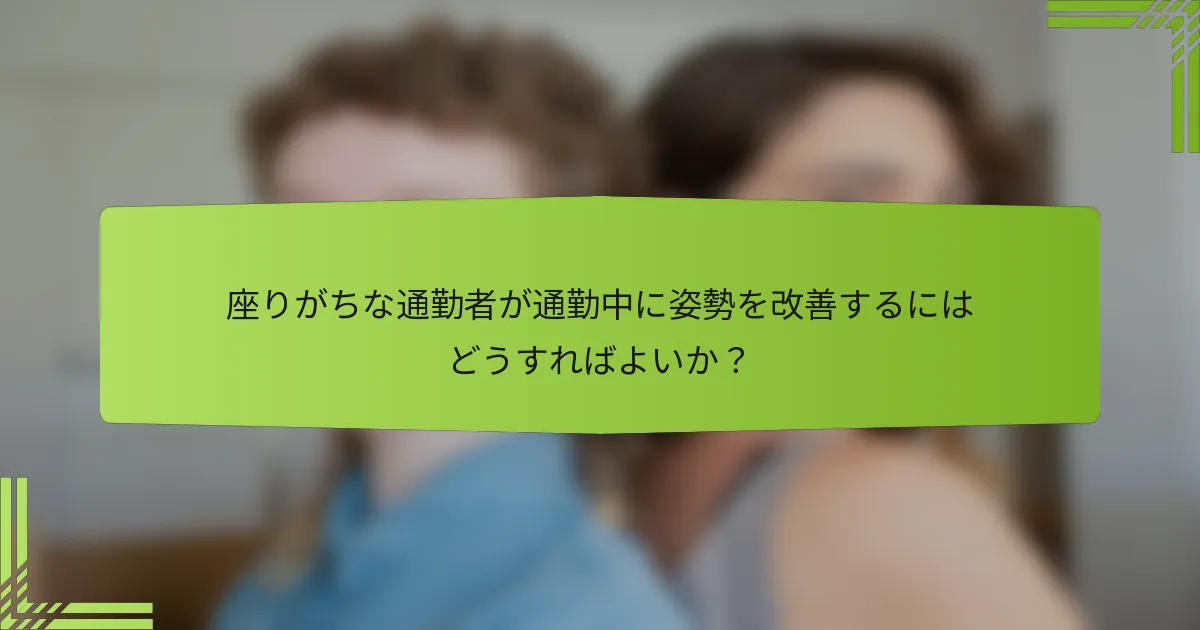 座りがちな通勤者が通勤中に姿勢を改善するにはどうすればよいか？