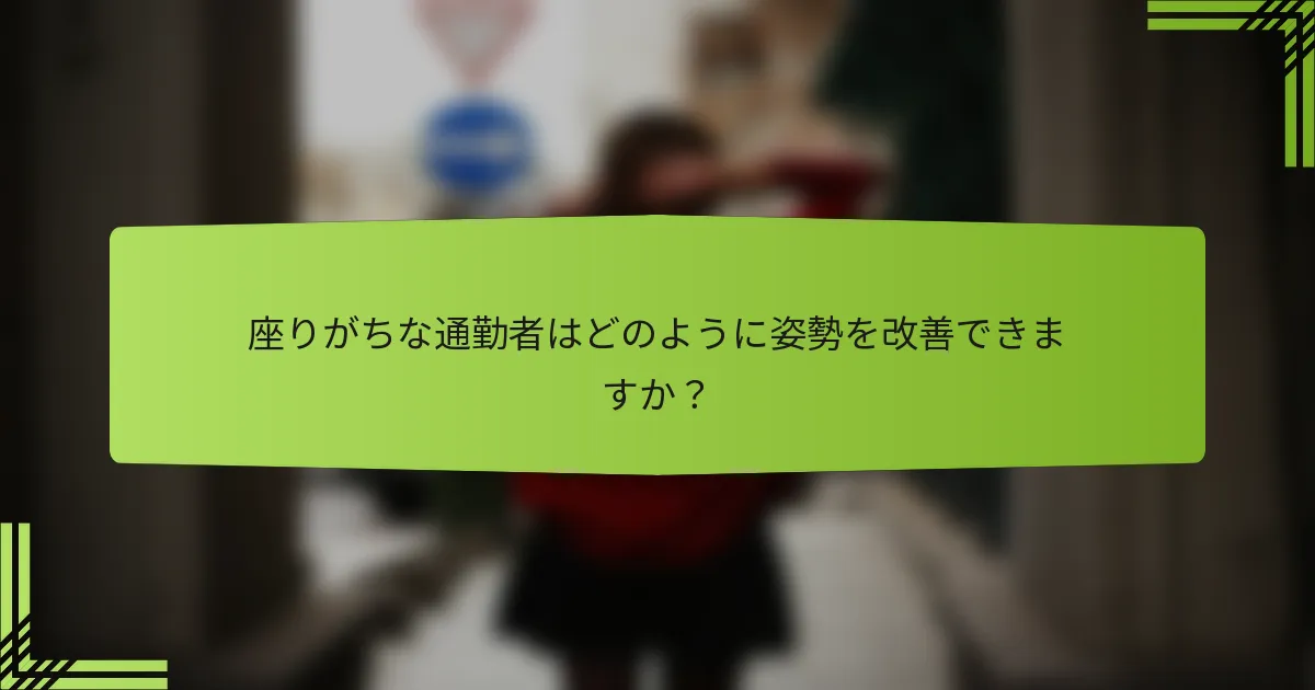 座りがちな通勤者はどのように姿勢を改善できますか？
